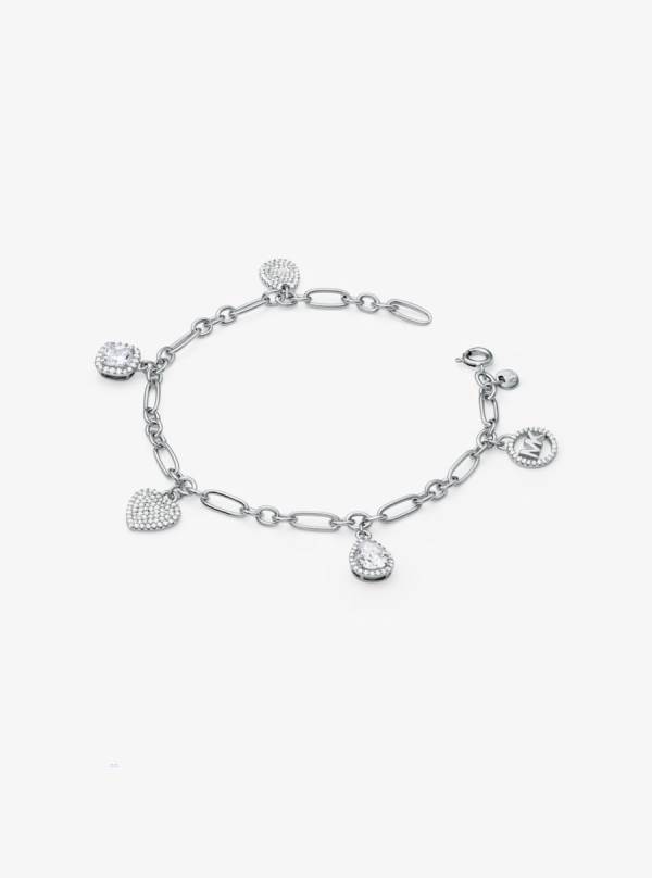 Damske Naramky Michael Kors Sterling Silver Pavé Charm Strieborne - Šperky Michael Kors Obchod | VJBDW-4312